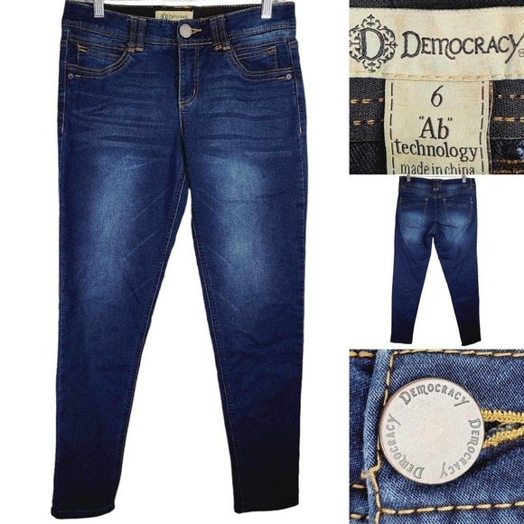 Democracy Ab Solution Flex Women's Size 6 Blue Jeans Mid Rise Stretch - Picture 1 of 10